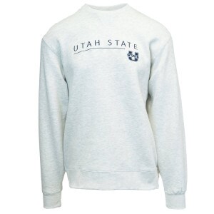 Utah State U-State Fleece-Lined Crew Sweatshirt Heathered Gray
